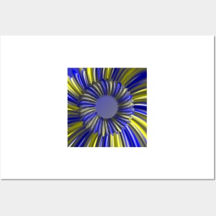 Surreal bright yellow and blue mobius ring design in Dali style Posters and Art